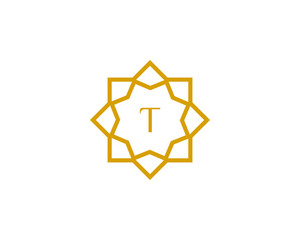 T initial letter logo with luxury ornament