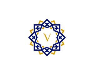 V initial letter logo with luxury ornament