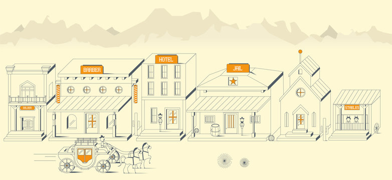 composici&oacute;n de un pueblo en el lejano oeste