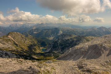 view from mount Krn towards Triglav mountrange