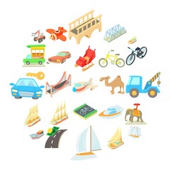 Fast driving icons set. Cartoon set of 25 fast driving vector icons for web isolated on white background