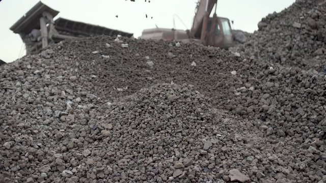 Stone crushing machine. Recycling stones. Career.