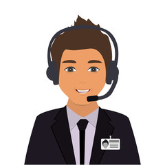 Businessman with beard in business suit with badge. User avatar. Customer service icon. Man business avatar profile. Flat vector icon. Vector illustration