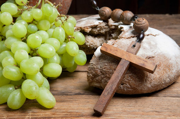 Grapes and broken bread