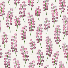  Embroidery floral seamless pattern on linen cloth texture