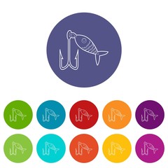 Fishing lure icons color set vector for any web design on white background