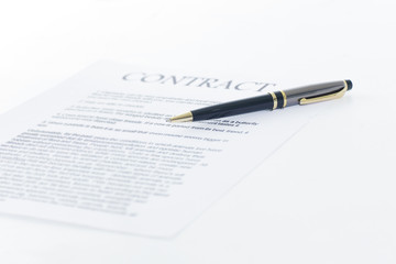 close up.contract and pen on the Desk