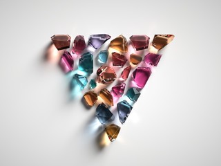3d render, assorted colored spiritual crystals isolated on white background, reiki healing quartz,...