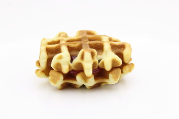 Fresh belgian waffles. Vienna wafer on a white background