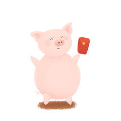 Pink pig . Chinese New Year. The year of the pig.