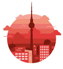 City view. Vector flat design illustration. Abstract skyline of city