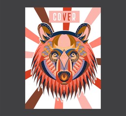 Pop art portrait of agressive bear. Vector illustration art - Vector