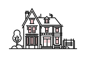 European style house. Icon line style 4