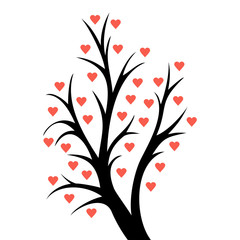 Abstract heart tree. Valentine tree with hearts. isolated on white background