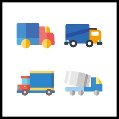 4 lorry icon. Vector illustration lorry set. truck and trucks icons for lorry works