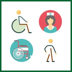 4 disabled icon. Vector illustration disabled set. disable and walker icons for disabled works