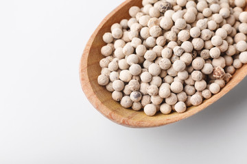 Wooden spoon white pepper mockup, copy space