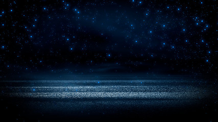 The background of wet asphalt, the reflection of the night lights of the city, neon light, smoke....