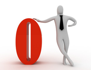 3d man hold number ziro