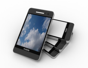 Modern mobile phones with touchscreen