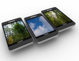 Modern mobile phones with touchscreen