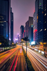Fototapeta na wymiar Street traffic in Hong Kong at night