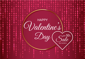Valentine's Day, background for greeting card or banner on the site, falling matrix of characters, promotional items