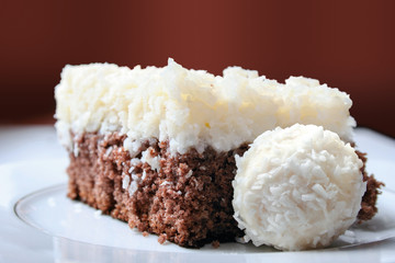 Chocolate cake with coconut mass