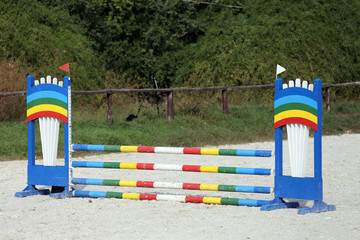 Photo in horizontal position of hurdles for riding trainings