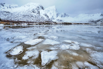 Norwegian fjord in winter