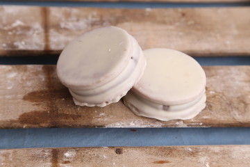 Chocolate cakes and dulce de leche, typical in Argentina. called Alfajores