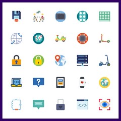 25 tech icon. Vector illustration tech set. scooter and eye scan icons for tech works