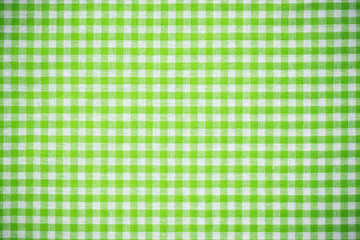 Empty green checkered kitchen linen or cloth