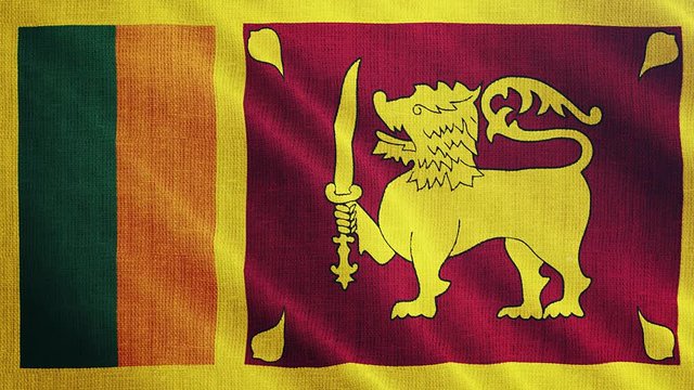 Sri Lanka flag is waving 3D animation. Symbol of Sri lanka national on fabric cloth 3D rendering in full perspective.