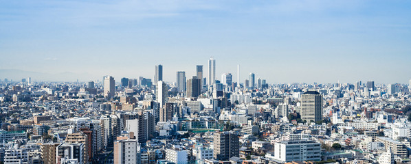 東京　文京区周辺と池袋の高層ビル群　ワイド