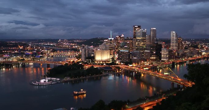 Pittsburgh city landscape view over the Monongahela and Allegheny River