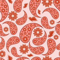 Paisley Floral oriental ethnic pattern. Seamless arabic ornament. Ornamental motifs of indian fabric patterns. - Vector graphics