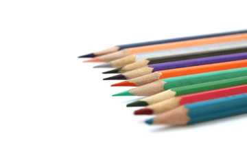 Color pencils set on white background