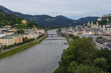 Fototapeta na wymiar Salzburg, Austria - fourth-largest city of the country, birthplace of Wolfgang Amadeus Mozart, Salzburg is a UNESCO World Heritage Site due to its wonderful baroque architecture 