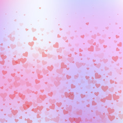 Red heart love confettis. Valentine's day gradient