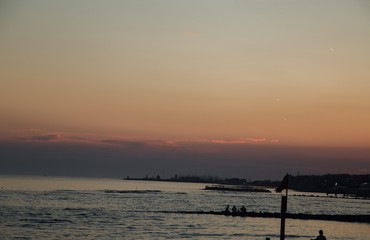 Sunset  Landscape of the Mediterranean sea in Ostia