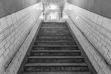 View of some old stairs in an old subway station