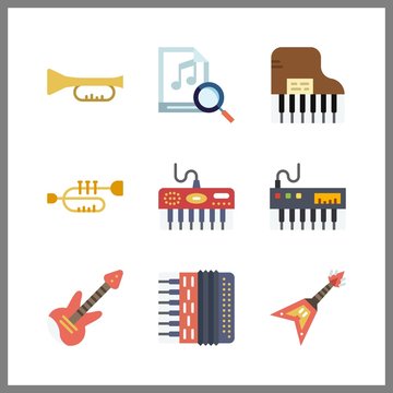 9 performer icon. Vector illustration performer set. piano and music icons for performer works