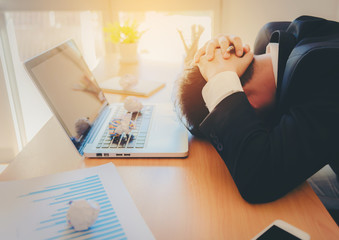 Stressed Man Working On Laptop