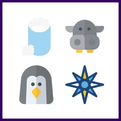 4 south icon. Vector illustration south set. penguin and windrose icons for south works