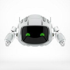 Aerial robotic character with digital screen, 3d rendering