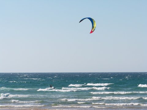 kite surfing on the beach
