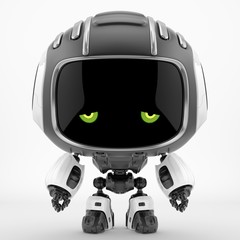 Emotional grey robotic teen – mini unit robot, 3d render
