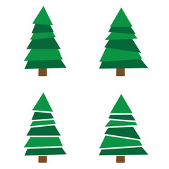 Set of Christmas tree isolated on white background.