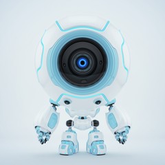 Unique one-eyed robot diver, 3d rendering